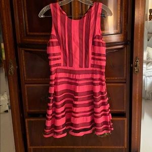 Parker Pink and Black Mesh Panel Dress